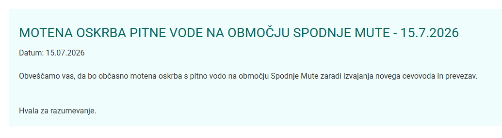 Motena oskrba pitne vode